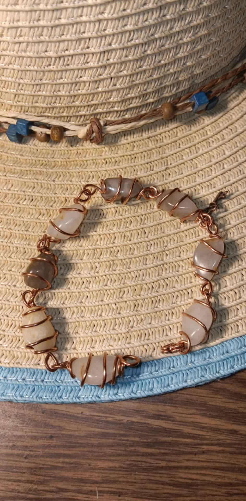 Wire wrapped stone bracelet