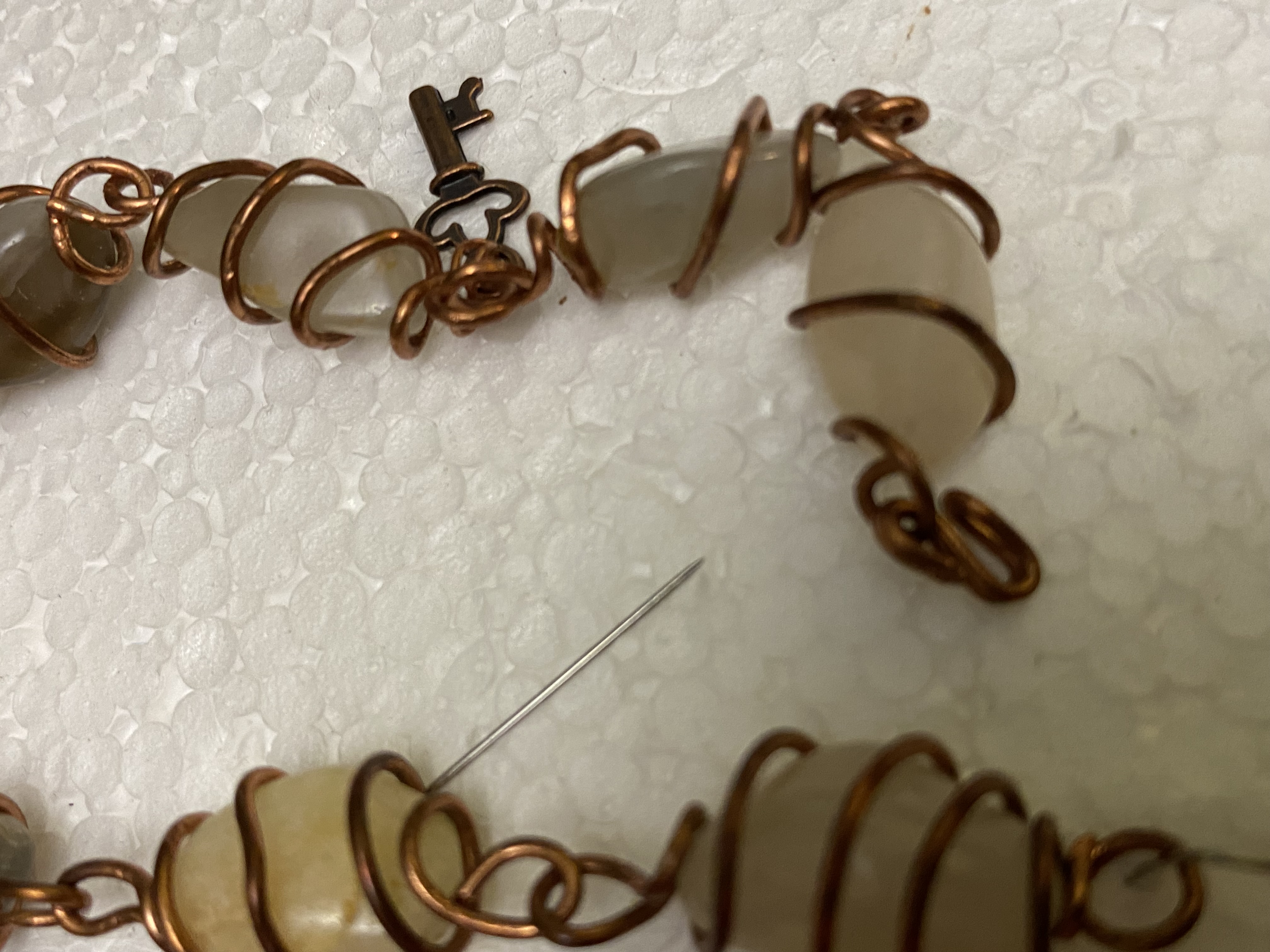 Copper wire wrapped stone bracelet